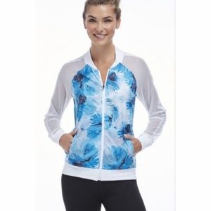 Fabletics Blue Floral Print Atlanta Jacket. Size Medium. EUC